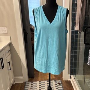 Chico's Sleeveless V-Neck Turquoise Tank Top